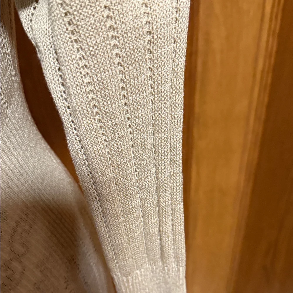 Boston Proper Tan Waterfall Ruffled Longline Cardigan with Ties Lightweight Med - Picture 7 of 11